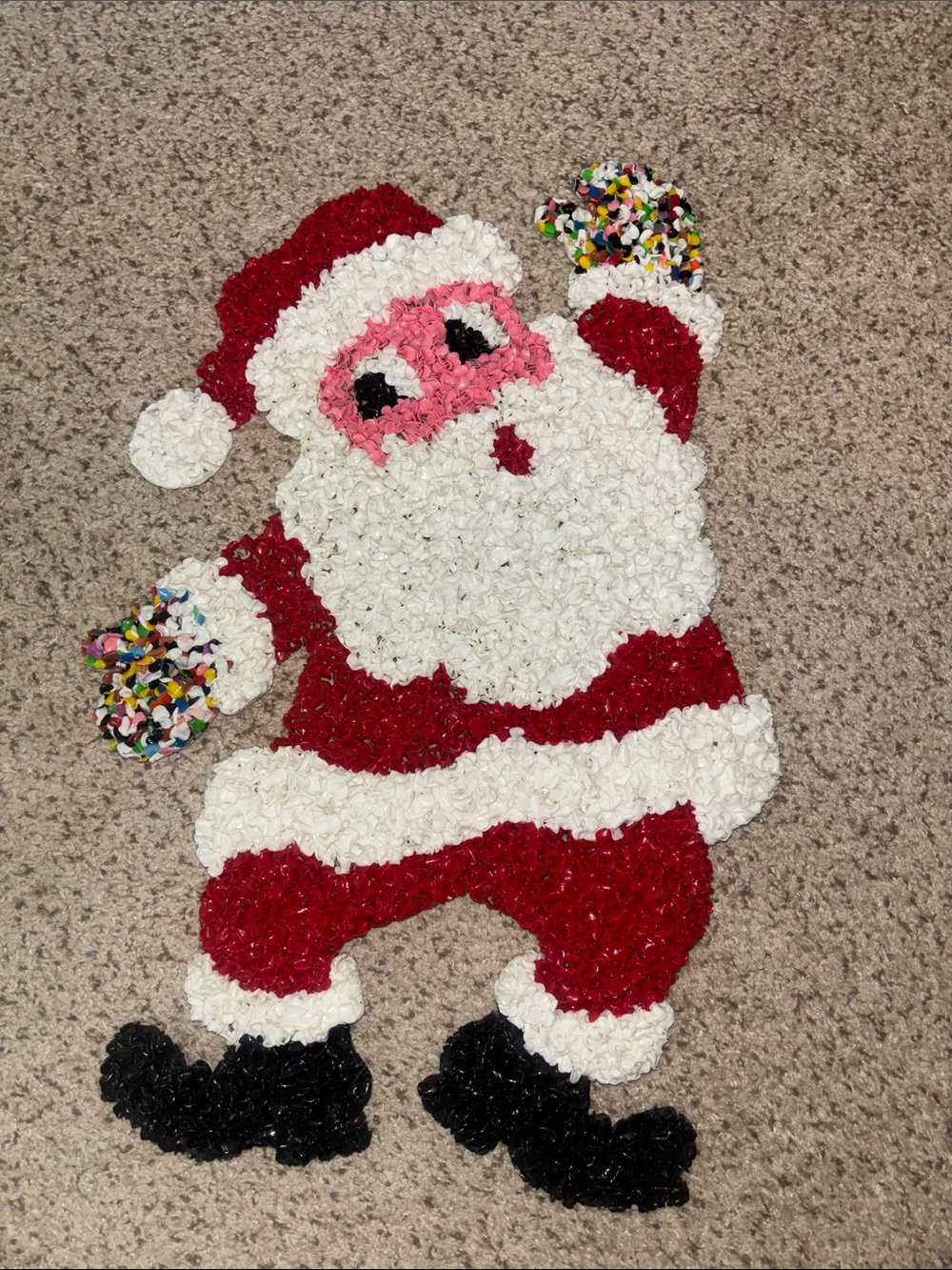 Vintage melted popcorn Santa decoration